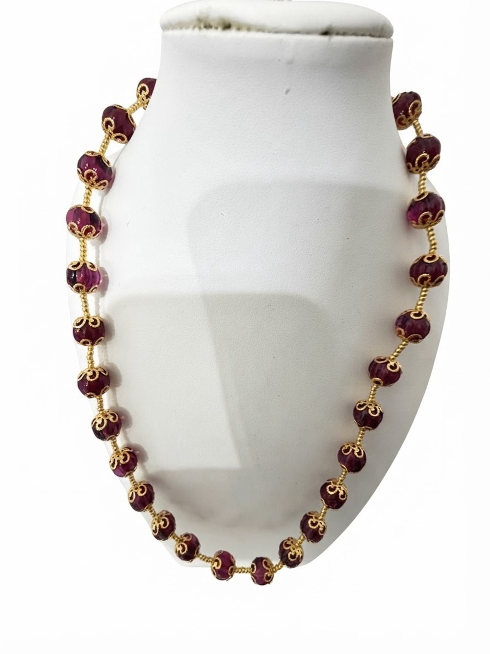 Classic Gold and Deep Purple Bead Necklace - Elegant Women’s Jewelry